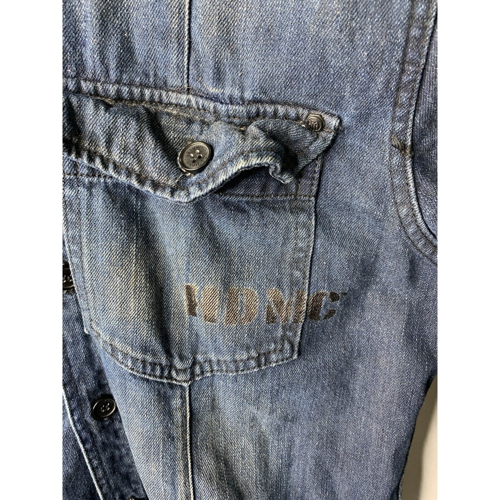 Mens M‎ Harley Davidson Vintage Denim Faded Distressed Button Down Shirt - Picture 4 of 8
